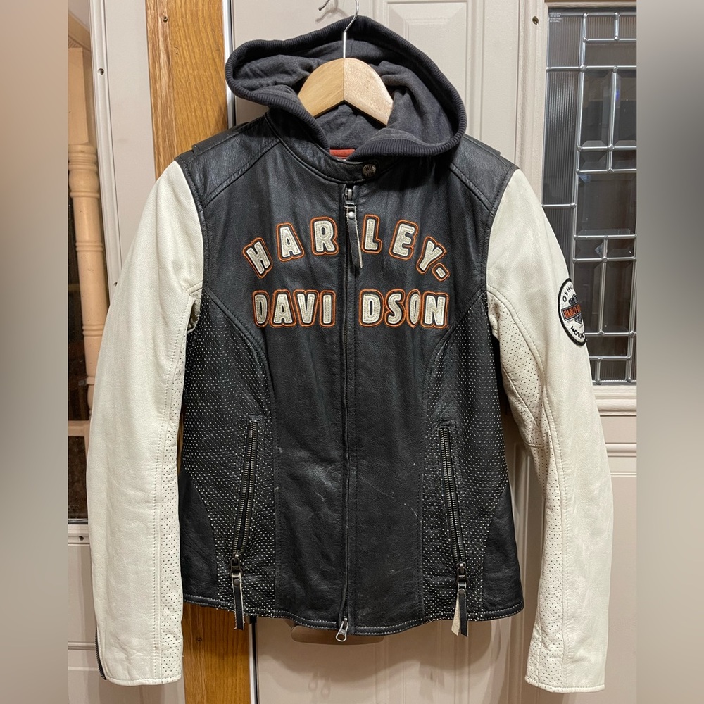 Harley Davidson Womens Rallyrunner Leather Jacket Black/White